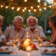 Couple mature célébrant 38 ans de mariage en fête dans un jardin