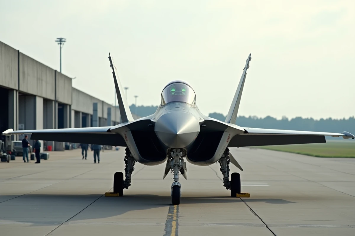 Fighter multirôle moderne sur piste d'aviation active