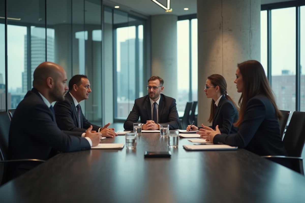 Conseil municipal en discussion dans une salle urbaine