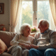 Couple de seniors assis dans un salon chaleureux