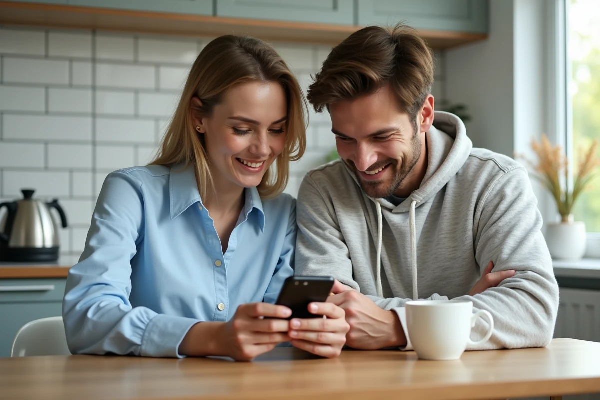 Couple transgenre discutant ensemble à la cuisine