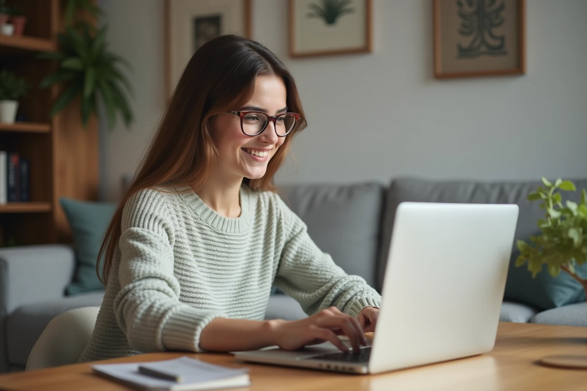 Jeune femme transgenre souriante dans un intérieur chaleureux