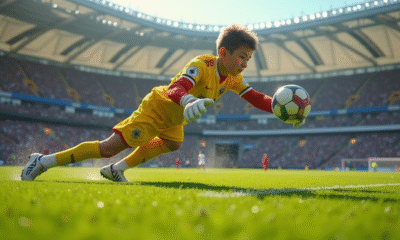 Jeune gardien Ortolà en action lors d'un match ensoleille