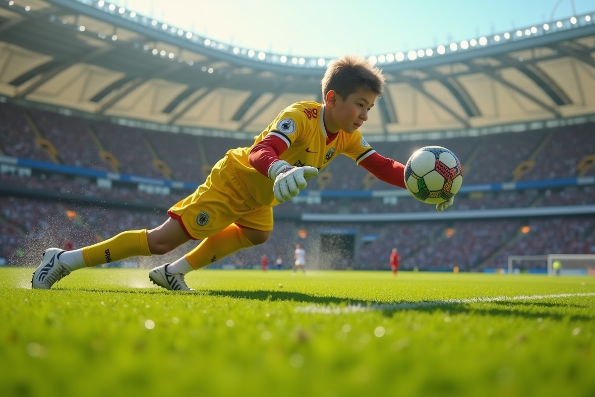 Jeune gardien Ortolà en action lors d'un match ensoleille