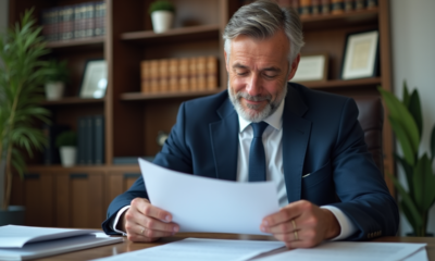Homme d affaires français en costume dans un bureau moderne