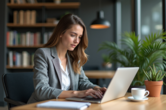 Jeune femme professionnelle au bureau coworking