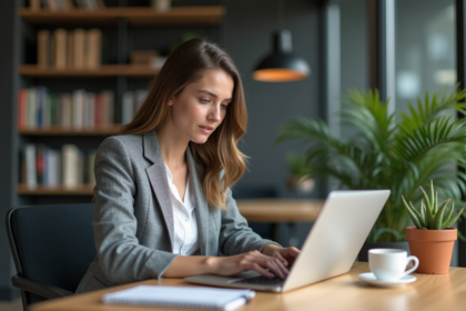 Jeune femme professionnelle au bureau coworking
