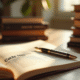 Livres de droit civil sur un bureau lumineux avec une plume
