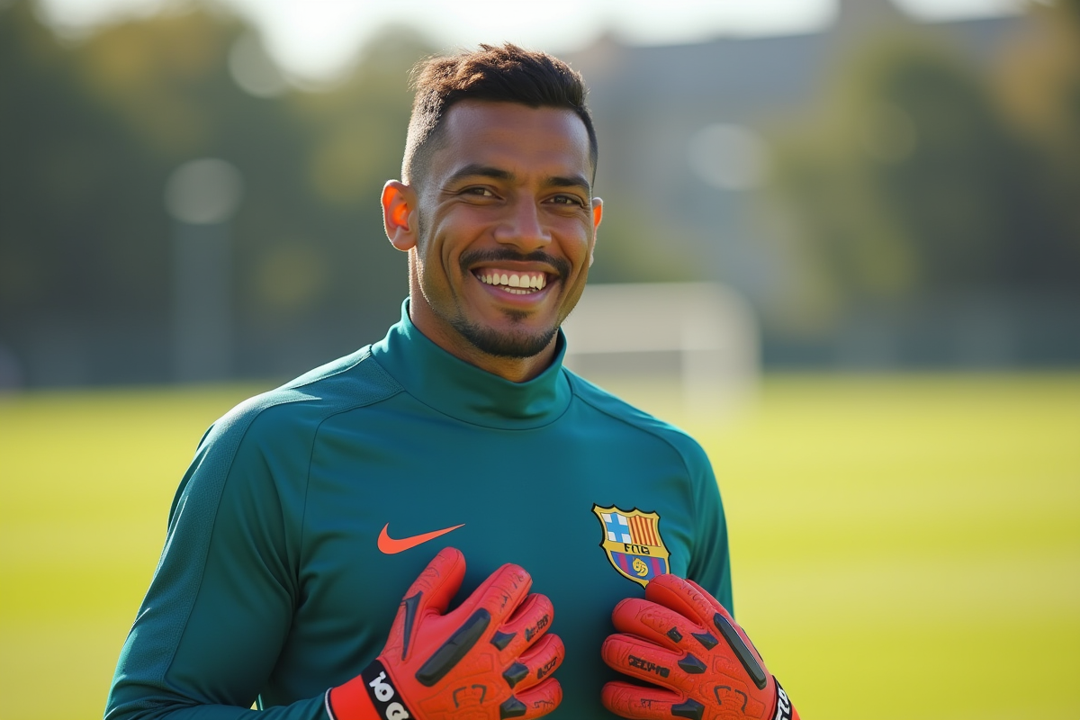 Ortola souriant avec ses gants lors d