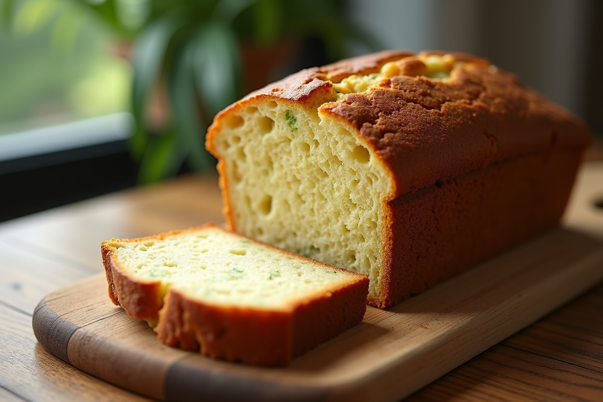 Tranche de cake zucchini et fromage de chèvre avec erreur de cuisson